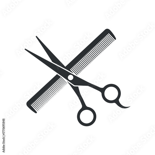 Scissors and Comb on Transparent, Barber Shop Symbol