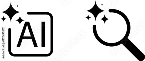 Clean ai and search icons with sparkles