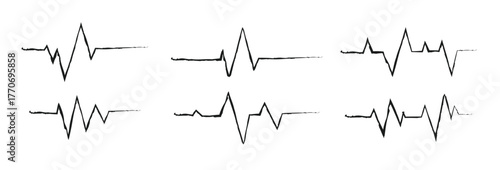 ECG Heartbeat Lines Hand Sketched Collection. ECG heartbeat lines hand sketched collection. EPS file with white background. Vector illustration.