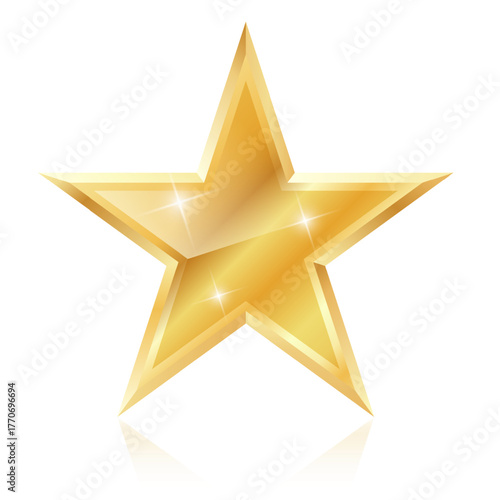 A shining golden star with multifaceted edges