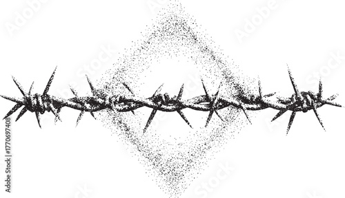 Barbed wire with stippled diamond shape sharp points