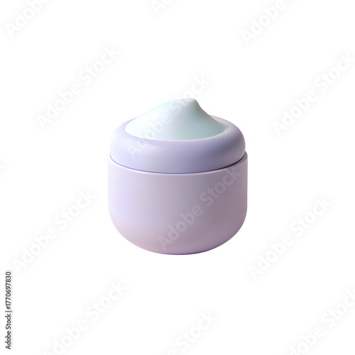 Luxury 3D Render Skincare Cream Jar White Container with Swirl Texture Isolated on Transparent Background
