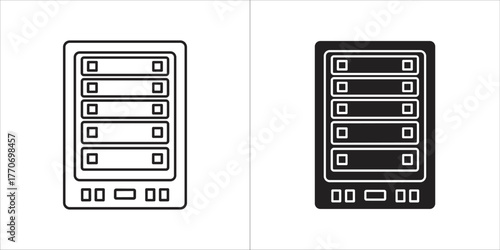 Server rack icon data storage vector illustration
