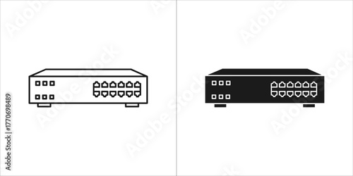 Network switch icon in flat style, modern ethernet switch