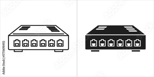 Network switch icon in flat style, modern ethernet switch