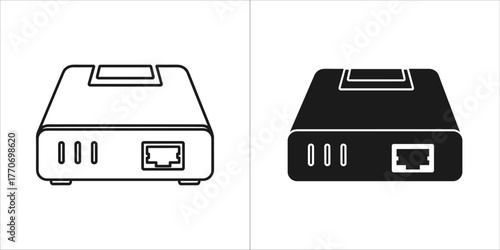 Illustration of a network attached storage in two different styles