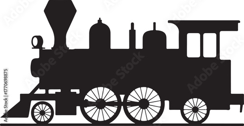 Vintage steam locomotive silhouette steam engine train