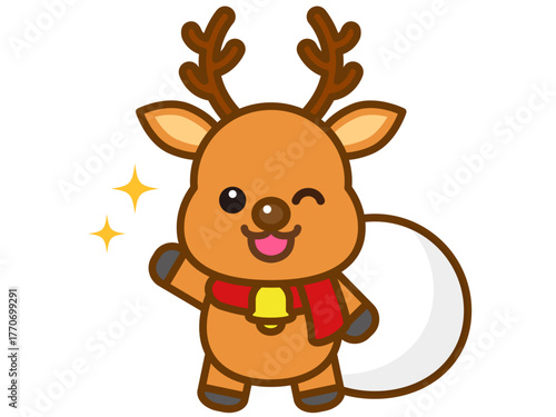プレゼントを持ったかわいいトナカイのイラスト素材3