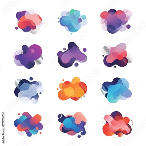 set of colorful speech bubbles