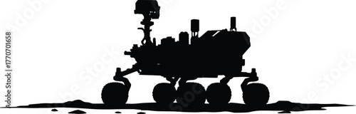 Explore the Cosmos A Bold Vector Silhouette of a Space Rover Navigating the Martian Terrain, Perfect for Science Enthusiasts and Tech Aficionados Alike, Presenting the Spirit of Innovation