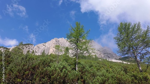 Impressive mountain range on the top of the Vrsic Pass in the Alps, Slovenia.