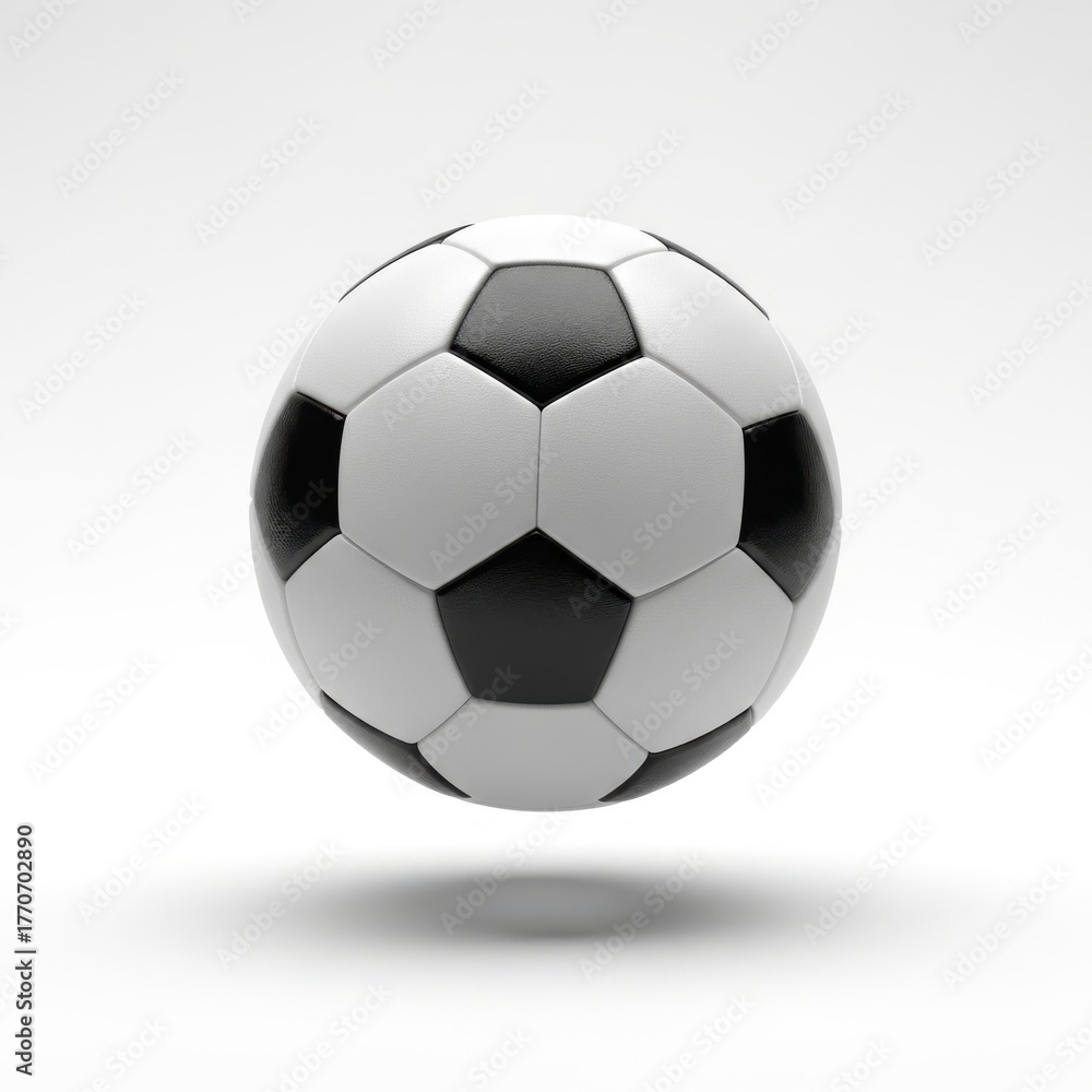 Fototapeta premium Classic soccer ball centered with subtle shadows and light illumination