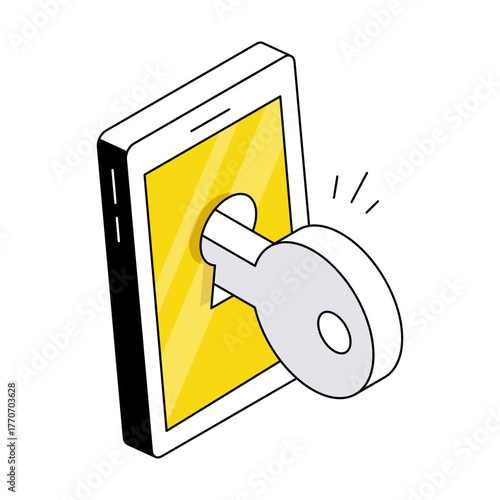 Conceptual isometric design icon of mobile access