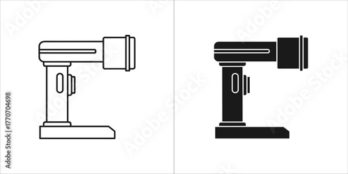 Microscope icon in outline and solid style for web design