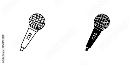 Microphone icon in black and white, a symbol of sound recording