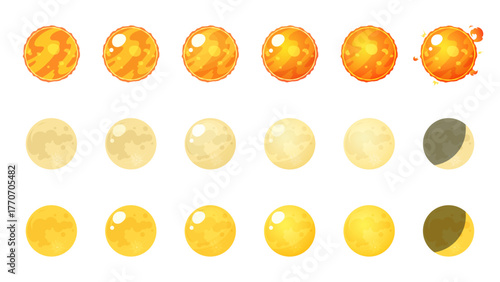 かわいい太陽と月のイラスト素材セット