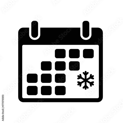 Calendar icon with snowflake symbol for winter season representation