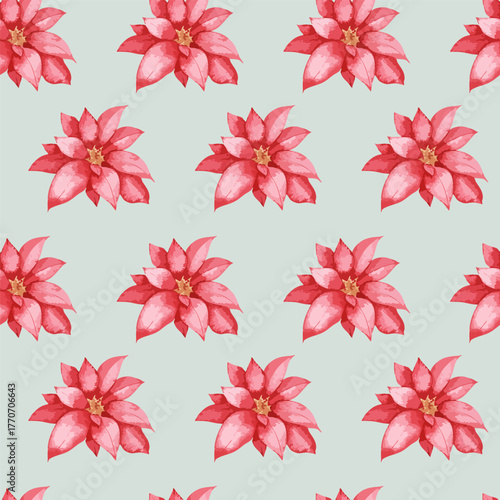Seamless Poinsettia Floral Pattern Background