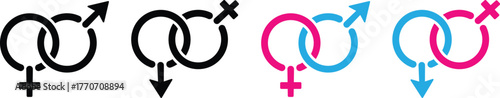 Vector illustration of interlinked gender symbols representing male and female identities.