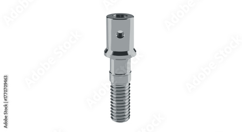 Minimalistic vector illustration of a dental implant, a crucial component in modern dentistry, presented as a clean, modern icon. This graphic represents advanced dental technology, oral surgery, and