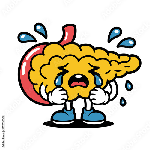 Crying Pancreas Cartoon Character
