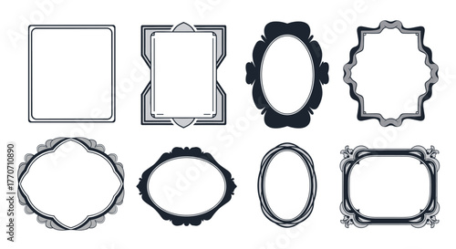 A collection of elegant vintage frames in various shapes and decorative styles, perfect for certificates, invitations, or as design elements.