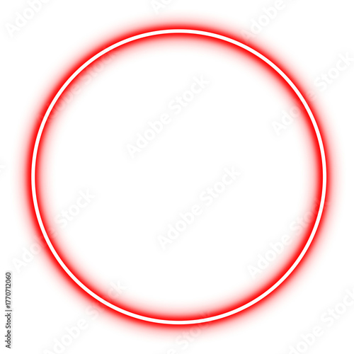 Glowing red neon light circle on a transparent background. Futuristic neon light circle, glow sparkle effect, glowing line element, blur light circle frame.