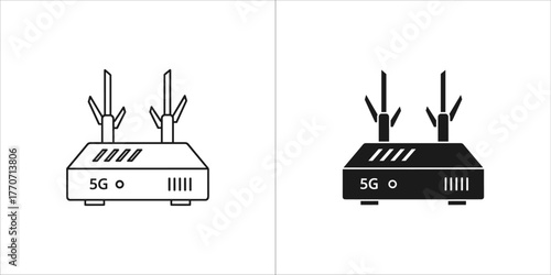 5g router icon, fast wireless connection and modern technology