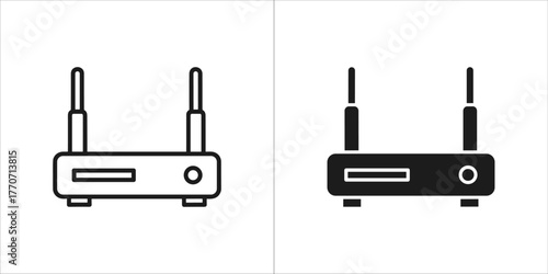 Wireless router icon, simple vector design, black and white
