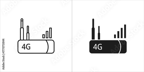 4g router icon in black and white, a wireless network