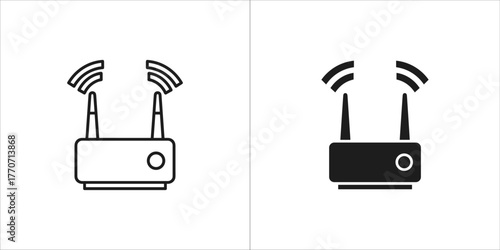 Wireless router icon, internet connection signal vector illustration