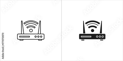 Wireless router icon, internet connection signal vector illustration