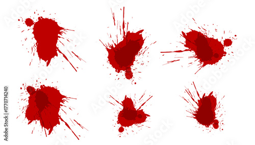 Red Blood Splatter Elements for Horror, Crime Scene, and Forensic Graphic Design