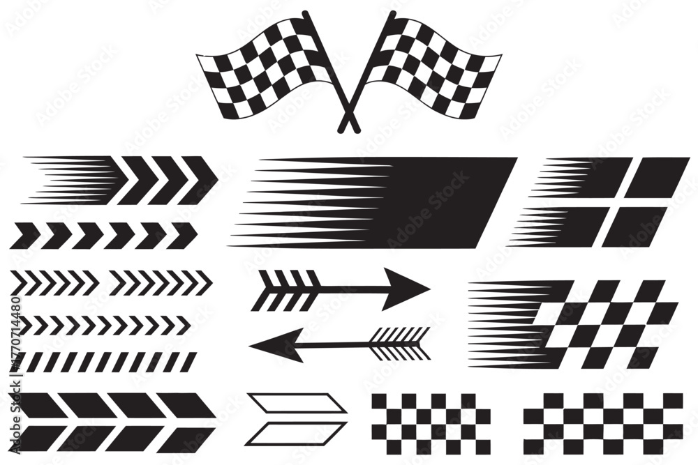 Fototapeta premium Set of Racing Themed Graphic Design Elements and Icons