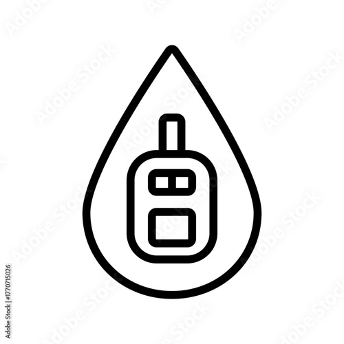 Blood sugar level outline icon. Diabetes management and health tracking vector symbol.