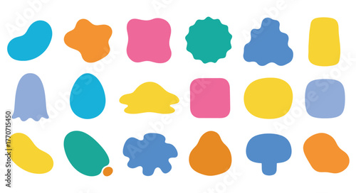 Set of fluid organic shapes with wavy curves and soft oval patterns ideal for abstract backgrounds and frames