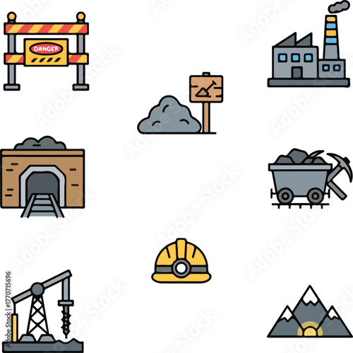 Mining Industry Icons Set 002