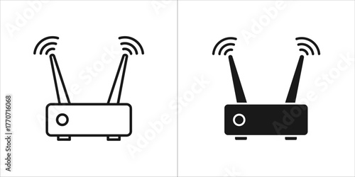 Wireless router icon set, vector illustration of wifi connection