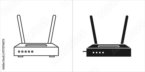 Wireless router icon set, vector illustration of internet modem