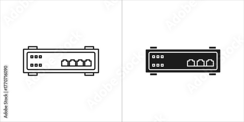 Router vector icon in line and glyph style for web design