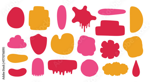 Abstract organic blob shapes set. Fluid wavy round forms and soft liquid doodle elements. Modern oval background vector illustration. Set of fluid organic rounded shapes and blobs, abstract background