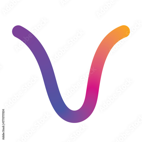 Abstract flowing wave shape with vibrant gradient colors on a white background