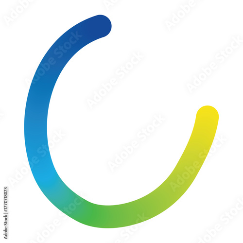 Abstract colorful gradient circle with blue green and yellow hues representing technology and innovation