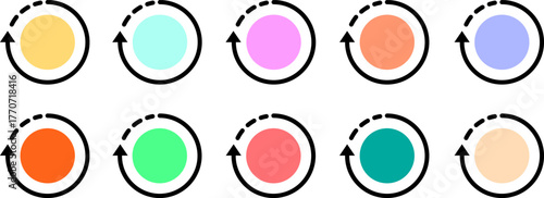 Colorful ellipses with circular arrows illustrating rotation or flow