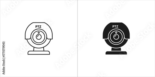 Ptz camera icon, pan tilt zoom webcam for video conference