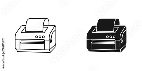 Printer icon in line and glyph style, perfect for office and document printing