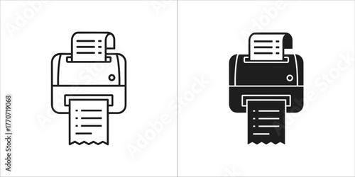 Printer icon in two styles, outline and glyph