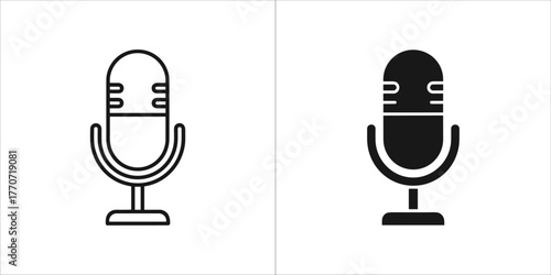 Microphone icon in line and glyph style, perfect for podcasting and audio recording