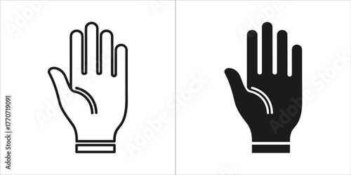 Handprint recognition black linear icon biometric identification