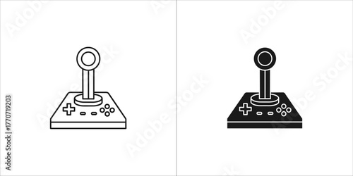 Illustration of a joystick in two styles for gaming and entertainment